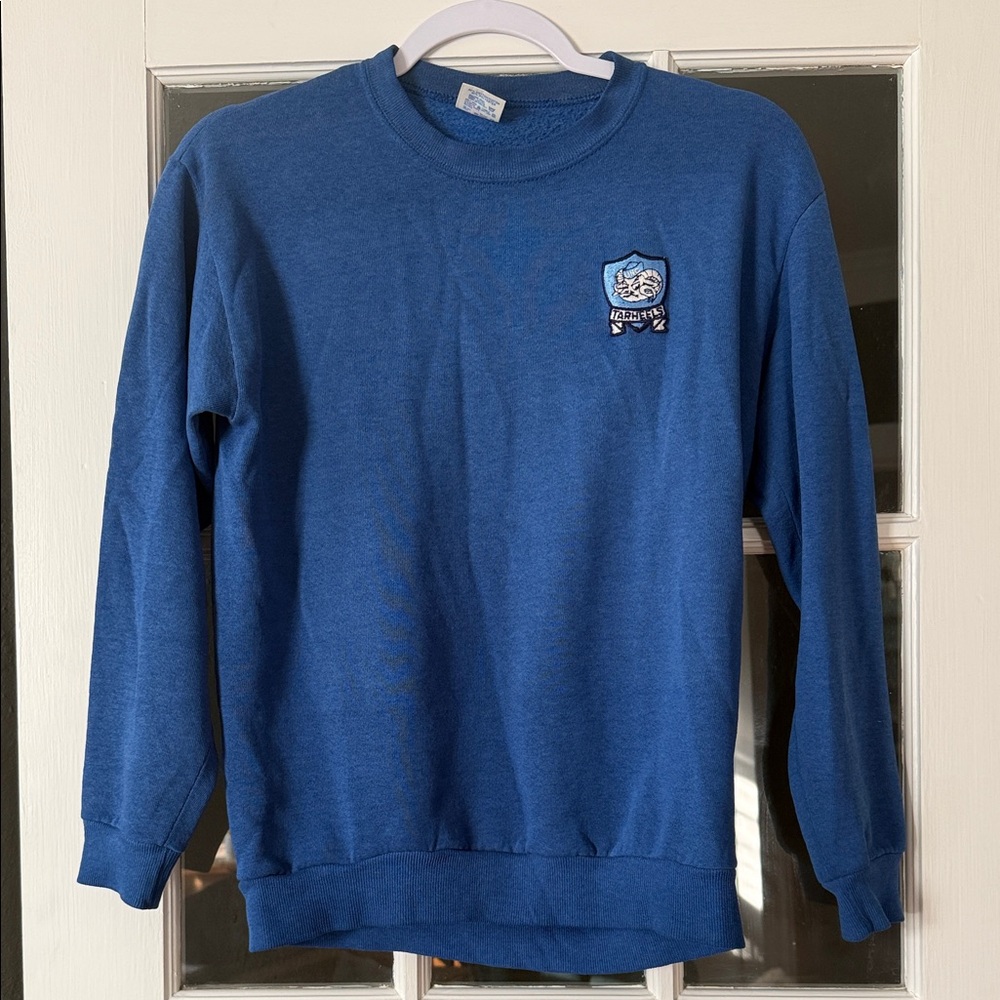 Vintage UNC Tar Heels Blue Crewneck Sweatshirt with Embroidered Crest